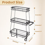 PowerKing Over The Toilet Storage Shelf, 3 Tier Bathroom Organizer Rack, No-Drill, Rust-Resistant Steel, Toilet Paper Holder for Restroom Bathroom, Black