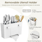 SNTD Dish Drying Rack - Small Dish Rack for Kitchen Counter, Stainless Steel Dish Drainer with Utensil Holder and Drainboard, 11" W x 15" L (White)