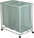 3-Bag Mesh Rolling Laundry Sorter Cart (Soft Silver), Easy Roll Casters, Space-Saving & Durable, Perfect for Bedroom & Laundry Room Easy-Sort Use
