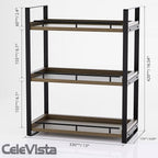 Bathroom Counter Organizer, 3 Tier Wood Countertop Shelf for Vanity, Skincare, Makeup, Kitchen Coffee and Sink Storage, with Durable Metal Bracket (Dark Brown)