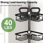 Corner Shower Caddy Tension Pole 4 Tier Adjustable Stainless Steel Shower Shelf for Inside Shower Bathtub Shampoo,Standing Bathroom Organizer Shelves with 39 to 113 inch Height
