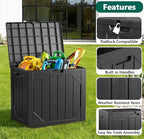 Outdoor Storage Box - 31 Gallon Waterproof Resin Deck Box, Lockable Patio Storage Bench for Package Delivery, Cushions & Garden Tools, UV Resistant (Black, 31 Gal)