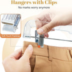 HOUSE DAY Clear Skirt Hangers with Clips, Non-Slip Pants Hangers for Closet, Clip Hanger for Pant, Skirts, Shorts, 14'' Clear Plastic Hanger, Pack of 25