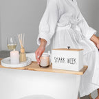 Tampon Holder for Bathroom,Feminine Product Organizer with Lid,Shark Week Tampon Storage Pad and Lady Stuff Box Tampon Organizer for Bathroom (White)