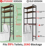 Over-The-Toilet Storage Rack 4-Tier,Bathroom Organizer Shelf Over Toilet,Adjustable Wooden Shelves and Basket,Freestanding Above Toilet Shelf,Space Saver for Rooms(Black Rack-Rustic Brown Shelves)