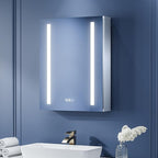 ExBrite LED Lighted Bathroom Medicine Cabinet with Mirror, 20 x 26 Inch, Recessed or Surface Mount, Anti-Fog, Stepless Dimming, Color Temperature Adjustment, 2 Outlets, Storage Shelves, Right Hinge