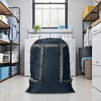 Laundry Bag Backpack, 27” x 34”Sturdy Laundry Bag with Shoulder Straps Drawstring Closure Heavy Duty Foldable Laundry Backpack for College, Travel, Laundromat, Apartment (navy)