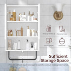 Bathroom Wall Cabinet, Wall Mounted Medicine Cabinets with Towel Bar & Adjustable Shelf, Over The Toilet Space Saver Storage Cabinet with 2 Doors, for Bathroom Laundry Room Kitchen, White