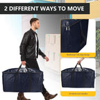 Extra Large Storage Bags Set Heavy Duty Moving Totes with Handles, Dorm Room Essentials-Way Carrying Design Dorm Room Essentials For Clothes Storage (Dark Blue, 14 Park- 4 & 10 Vacuum Bags)