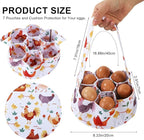 Egg Collecting Basket, Canvas Egg Basket for Gathering with 7 Pouches for Chicken, Duck, Goose, Bird, Various Poultry Collection (Cartoon Chicken Style 3)