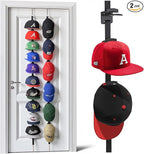 Hat Rack for Door - Two-Way Hanging Caps with Display Hooks and Hanger, Hat Organizer for Baseball Caps, Over the Door Hat Storage Organizer for Bedroom, Entrance or Garage Doors - 2 Packs