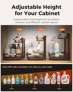 3 Pack Under Sink Organizer, Multi-Purpose 2 Tier Pull-Out Metal Under Kitchen Sink Organizer, Height Adjustable Storage Shelves for Kitchen Bathroom Cabinet (Brown)