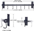 Dseap Kitchen Utensil Holder Hanger, Pot and Pan Rack Wall Mount, Kitchen Rail with 8 Hooks for Hanging Cooking Utensils, Mugs, Spoons, Wall Mounted, Stainless Steel, Black