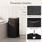 Lifewit 50L Slim Laundry Hamper, Narrow Small Laundry Basket with Handle for Dirty Clothes, Collapsible Tall Thin Laundry Bin for Bathroom Bedroom Dorm College, Black