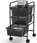 Simple Houseware Utility Cart with 3 Drawers Rolling Storage Art Craft Organizer, Black