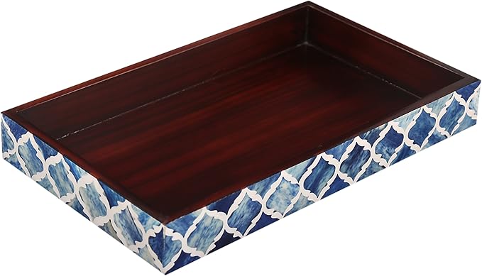 HANDICRAFTS HOME Handmade Moroccan Pattern 10x6 Towel Tray - Small Bathroom Tray, Guest Towel Holder, Decorative Napkin Holder, Bathroom Countertop Storage, Kitchen Hand Towel Holder Moroccan Blue