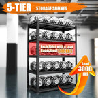 Metal Shelf Adjustable Garage Shelving Unit 3000 LBs Storage Shelves Heavy Duty, 5 Tier Industrial Storage Racks Utility Shelf Organiazation for Tools Garage Basement Warehouse 39.4"W*15.8"D*63"H