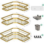 Corner Shower Caddy Bathroom Organizer: Adhesive Shower Rack Bathtub Shelves - 3Pack No Drilling Shower Shelf - Stainless Steel Organizer