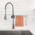 Dish Towel Holder - Dish Rag Holder for Kitchen Sink Dish Cloth Rack Adjustable Stainless Convenient Rag Hanger for Faucet