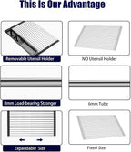 Roll Up Dish Drying Rack,Expandable Over The Sink Dish Drainer,Stainless Steel Kitchen Rolling Sink Rack with Utensil Holder,Length Up to 22.3" (Black)