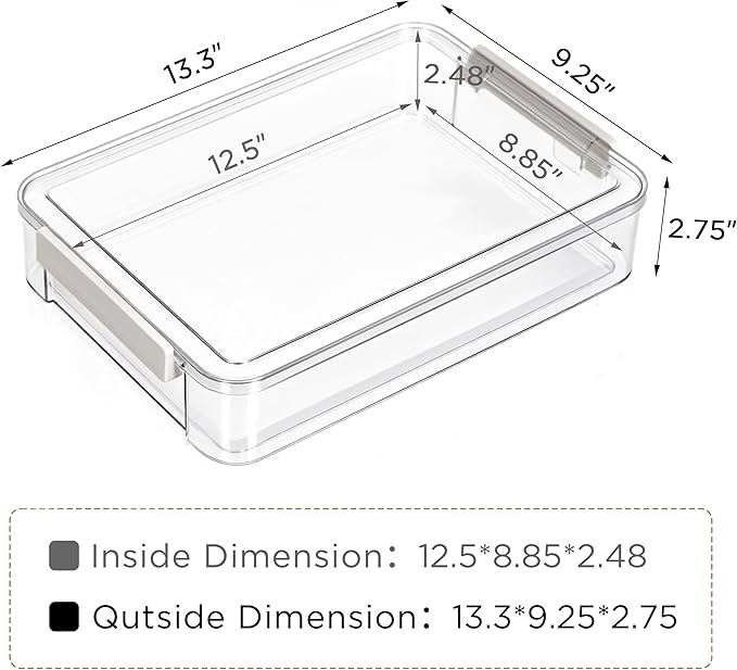 Citylife 2 PCS 6 Qt Plastic Storage Bins with Lids and Latches, Portable Stackable Storage Bins, Clear Plastic File Box for Organizing A4 Paper, Letters, Documents, Art Supplies, and Crafts