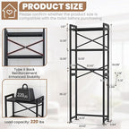 ZZL Over The Toilet Storage,3-Tier,Bathroom Toilet Organizer,Multifunctional Space Saver Freestanding Bathroom Shelves with 4 Hooks,Black