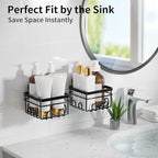 KEGII Suction Cup Shower Caddy 4 Pack, Universal Fit for All Showerheads, No Drill Bathroom Organizer with 36 Hooks & Razor Holder, Removable and Waterproof, Black