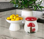 Airtight Cookie Jar Mushroom Cookie Jar With Lid Ceramic White Cookie Jars for Kitchen Counter Large Cookie Container Storage For Kitchen Counter