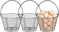 3 PCS 8" Black Round Wire Egg Baskets With Handle, Small Metal Egg Collecting Basket for Gathering Fresh Eggs, Chicken and Duck Eggs Hunting Basket Egg Holder Countertop