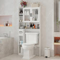 Vabches Over The Toilet Storage Cabinet, Farmhouse Storage Cabinet Over Toilet with Acrylic Doors，Home Space-Saving Toilet Rack, for Bathroom, Restroom, Laundry, White