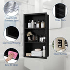 14x24 Recessed Medicine Cabinet, Medicine Cabinet No Mirror, 304 Stainless Steel Medicine Wall Niche with 3-Tiers Shelves, Matte Black