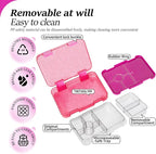 Bento Lunch Box for Kids, Plastic Lunch Box Case 5/6 Tritan Compartments, BPA free, Ideal Portion Sizes for On-the-Go Meal, Shiny Rose and Clear