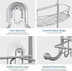Shower Caddy Hanging 3 Tier with Two Movable Baskets, Grey Shower Caddy with Hooks for Towels, Sponge and More