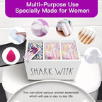 Tampon Holder for Bathroom, Pad And Tampon Organizer with Tray Lid, Wood Feminine Product Organizer Shark Week Tampon Storage, Bathroom Accessories Small Storage Box - White