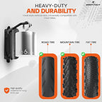 Foldable Bike Rack 2-Pack, Space Saving Vertical Bike Wall Mount with Adjustable 150° Rotating Hanger, Easy Garage, Indoor, or Shed Installation