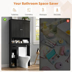 GAOMON Over The Toilet Storage Cabinet, Bathroom Shelf Organizer with Anti-Tip Device Small Freestanding Space Saver with Adjustable Shelf