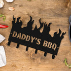 Generic Personalized BBQ Cooking Utensils Wall Hooks Rack for Dad Custom Grilling Tool Organizer Barbecue Tool Metal Storage Holders Grill Cutlery Hanger Father's Day Utensils Hanging Hooks (Style 2)