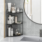 Bathroom Counter Organizer,Countertop Organizer,Vanity Organizers,Bathroom Storage,Bathroom Sink Caddy,Counter Shelf,Corner Counter,Corner Shelves(Black)
