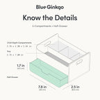 BLUE GINKGO Portable Desk Organizer – Compact 3 Compartment, Half-drawer Storage – Pen Holder, Stationery Desktop Organizer for Office, Makeup, Crafts (Made in Korea, White)