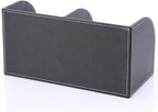 KINGFOM Pu Leather Desk Organizer Pen Pencil Holder Office Supplies Caddy Storage Box 6 Compartments with Drawer Black (Full Pu Leather)