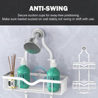 Kadolina Shower Caddy Hanging, Bathroom Shower Rack, Bathroom Organizer with Soap Dish, Over The Showerhead Caddy with Hooks for Razor/Sponge, Soft White (Assembly Required)