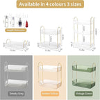 YCIA&DONE Bathroom Organizer Countertop, Makeup Storage, Skincare Cosmetic Tray Shelf, Perfume Holder Rack for Vanity Counter, Large Capacity, Easy to Install, Clean, 2 Tiers, Clear White