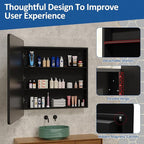 40x30 Inch Black Medicine Cabinet Mirror Metal Framed Recessed Bathroom Medicine Cabinets with Mirror and Storage Wall Mounted