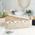 Hipiwe Handwoven Seagrass Storage Basket 3 Sections Toilet Tank Paper Basket Wicker Shelf Basket for Pantry Kitchen Living Room Home Decor, Whitewash