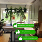 Metal Ceiling Plant Shelf with Ceiling Iron Chain Ceiling Mounted Storage Racks/Shelving for Bars Restaurants Kitchens - Decor Stand/Floating Organizer Shelves(80x25x15cm)