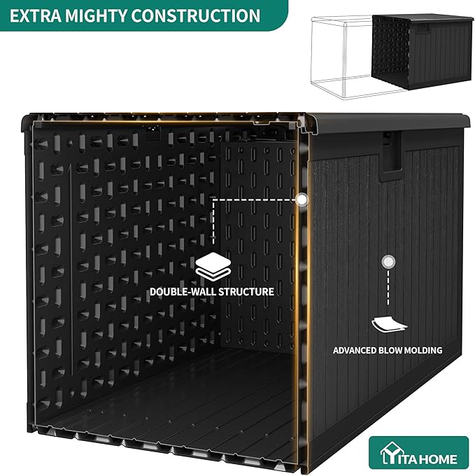 YITAHOME XL 150 Gallon Large Deck Box,Outdoor Storage for Patio Furniture Cushions,Garden Tools,Waterproof,Lockable (Black)