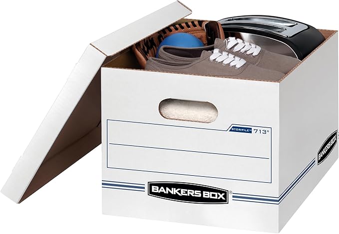 Bankers Box 6-Pack Basic Duty File Storage Boxes with Lids, Letter/Legal, STOR/FILE, (0071303)