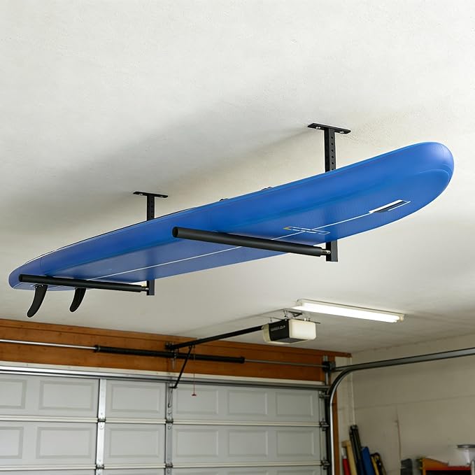 Stainless Steel Ceiling Storage Rack, 10"-18" Height Adjustable,Kayak Overhead Garage Storage Rack, Holds 100 lbs, for High-Altitude Storage of Kayaks, Surfboards, Canoes, Skis, and Ladders