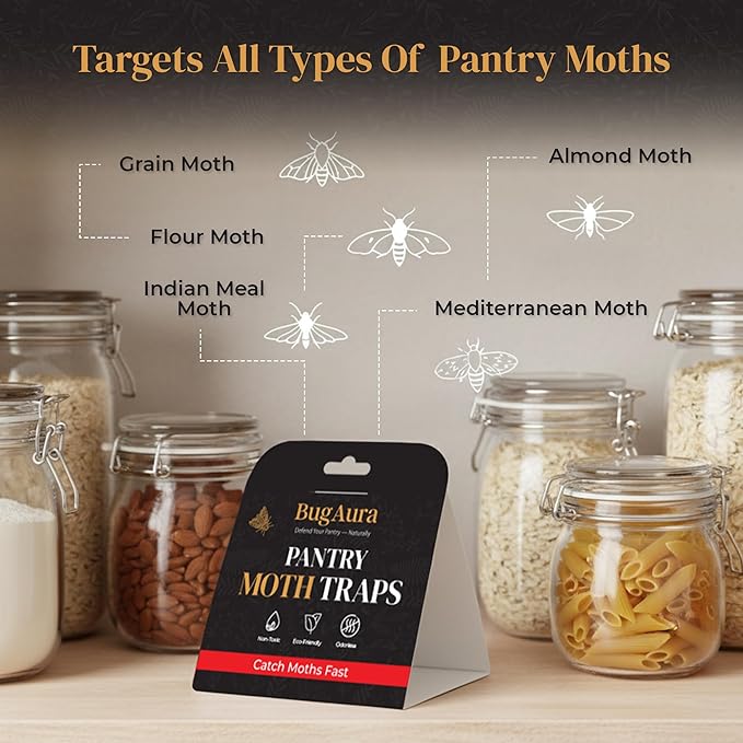 8 Pack Pantry Moth Traps for House Indoor – Advanced Red Line Formula Pantry Moth Traps with Pheromones Prime – Safe & Non-Toxic – Targets Indian Meal Moths & Other Pantry Moths