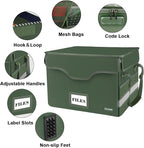 DocSafe Fireproof Document Box with Lock,File Storage Organizer with Pockets,Collapsible Portable File Box Home Office Safe Filing Cabinet with Handle for Hanging Letter/Legal Folders,Green,2 Pack